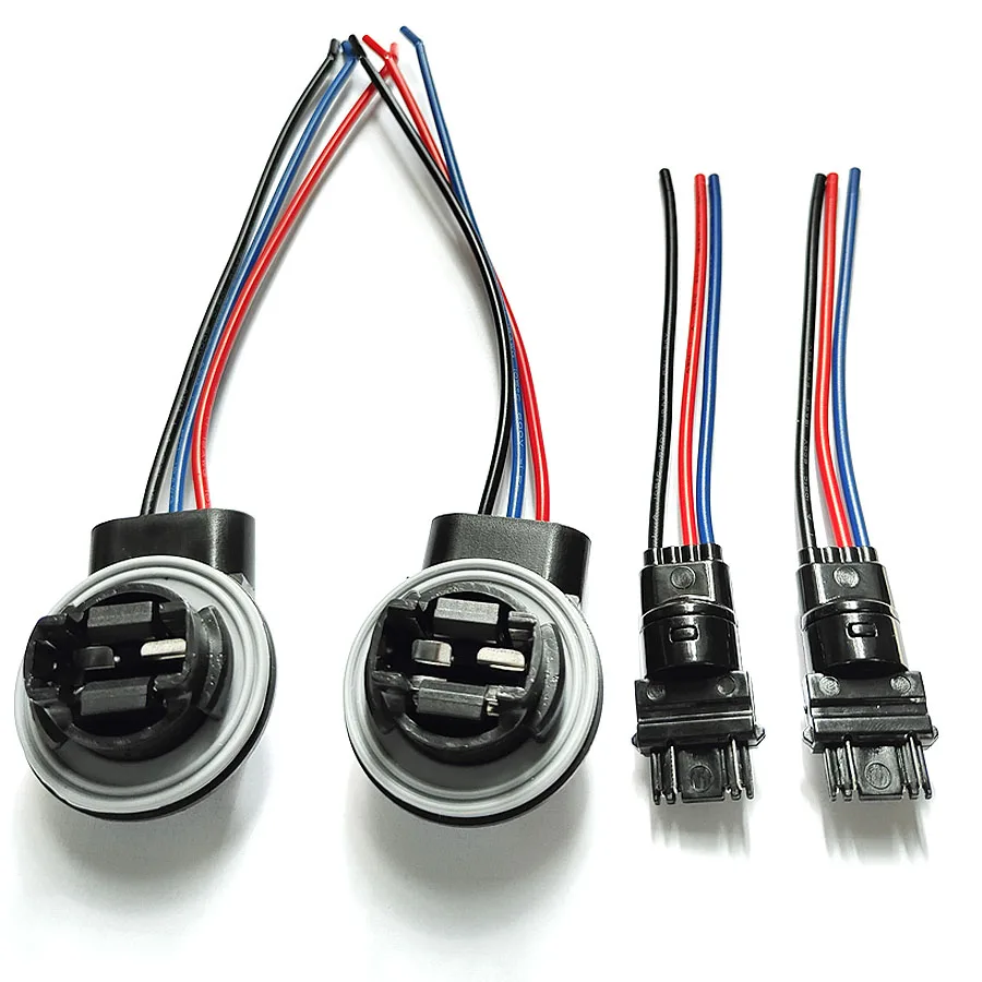 2Pcs T25 3157 3057 3457 4157 P27/7W Socket Connector Adapter Male Female Plug Base Extended Wire