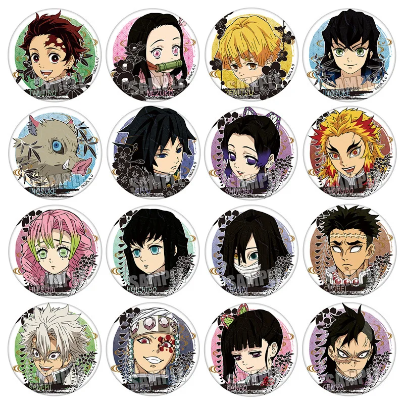 Demon Slayer Kimetsu no Yaiba Shinobu Kocho Mitsuri Kanroji Giyu Tomioka Hashira Anime Cosplay Badge Pin Brooch Collectible view 4