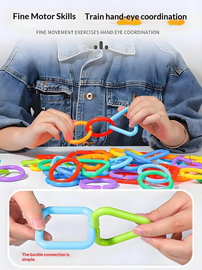 Blocos de construção intertravados de plástico para educação infantil, links de conexão geométricos, brinquedos de montagem para crianças.