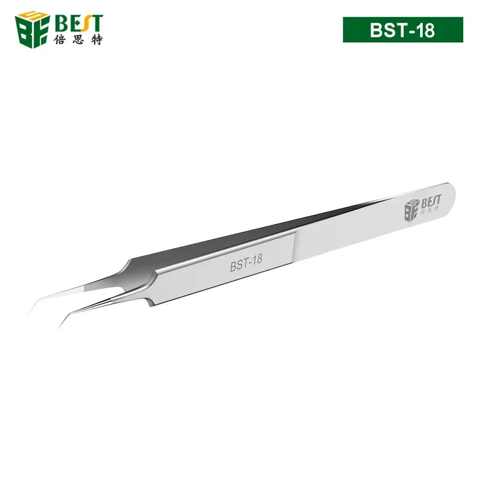 BST-18 Precision Stainless Steel Elbow Tweezers For Microscope Phone Motherboard Maintenance Fingerprint Fly Line Fixture