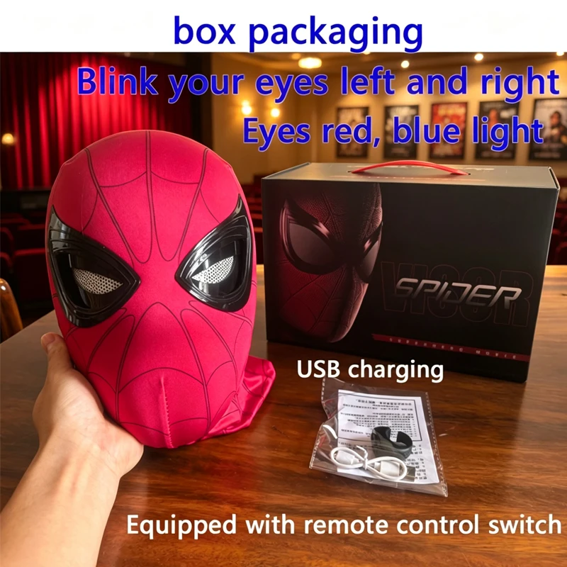 Spider-Man Light 'Up Mask '''with Motorized Eyes & Ring** Control 1:1 Scale Wearable Collectible for Cosplay Halloween Xmas Gift