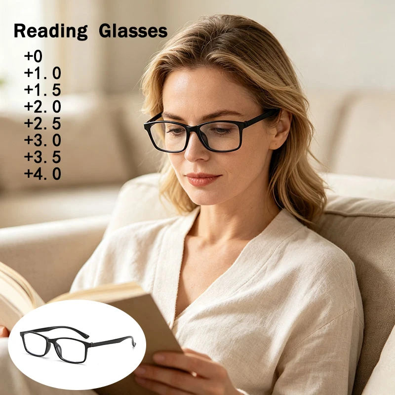 Anti-blue Light Reading Glasses For Seniors, High-definition, Unisex New Ultra-light Rectangular Frame Reading Glasses2656
