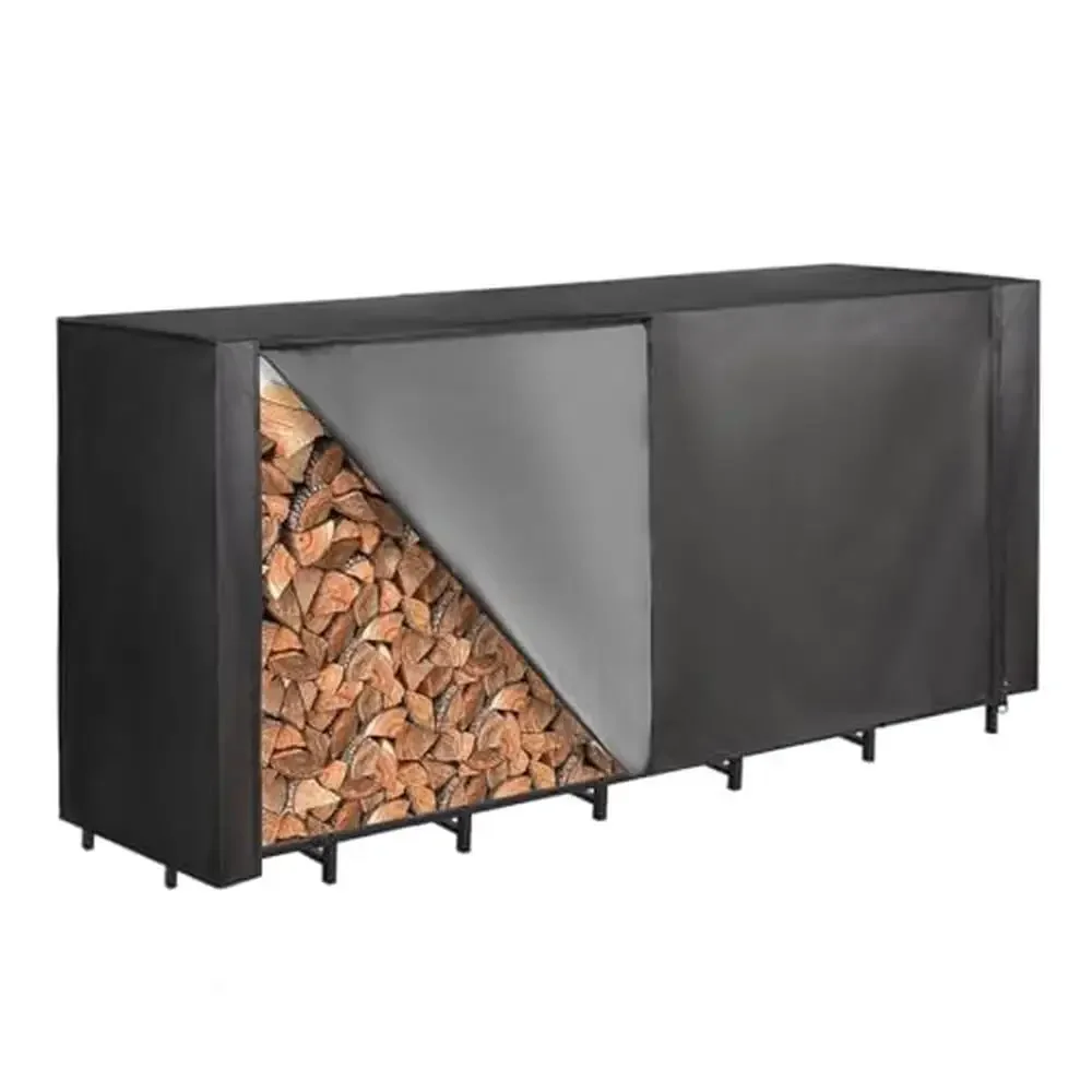 

Крышка стойки для дров, водонепроницаемая Оксфордская крышка для хранения на открытом воздухе, застежка-молния, сверхмощная крышка стойки 8 футов, крышка для хранения дров, ткань Оксфорд 600D