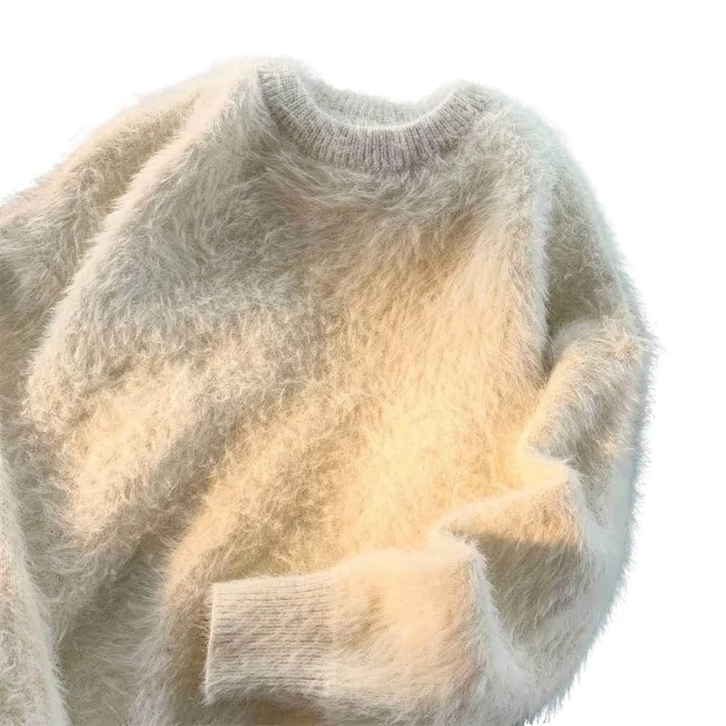 Suéter de Punto ueso de Pelo de Conejo Sintético para Hombre, Estilo Hoado, Cálido para Otoño e Invierno, Capa Base de Po...