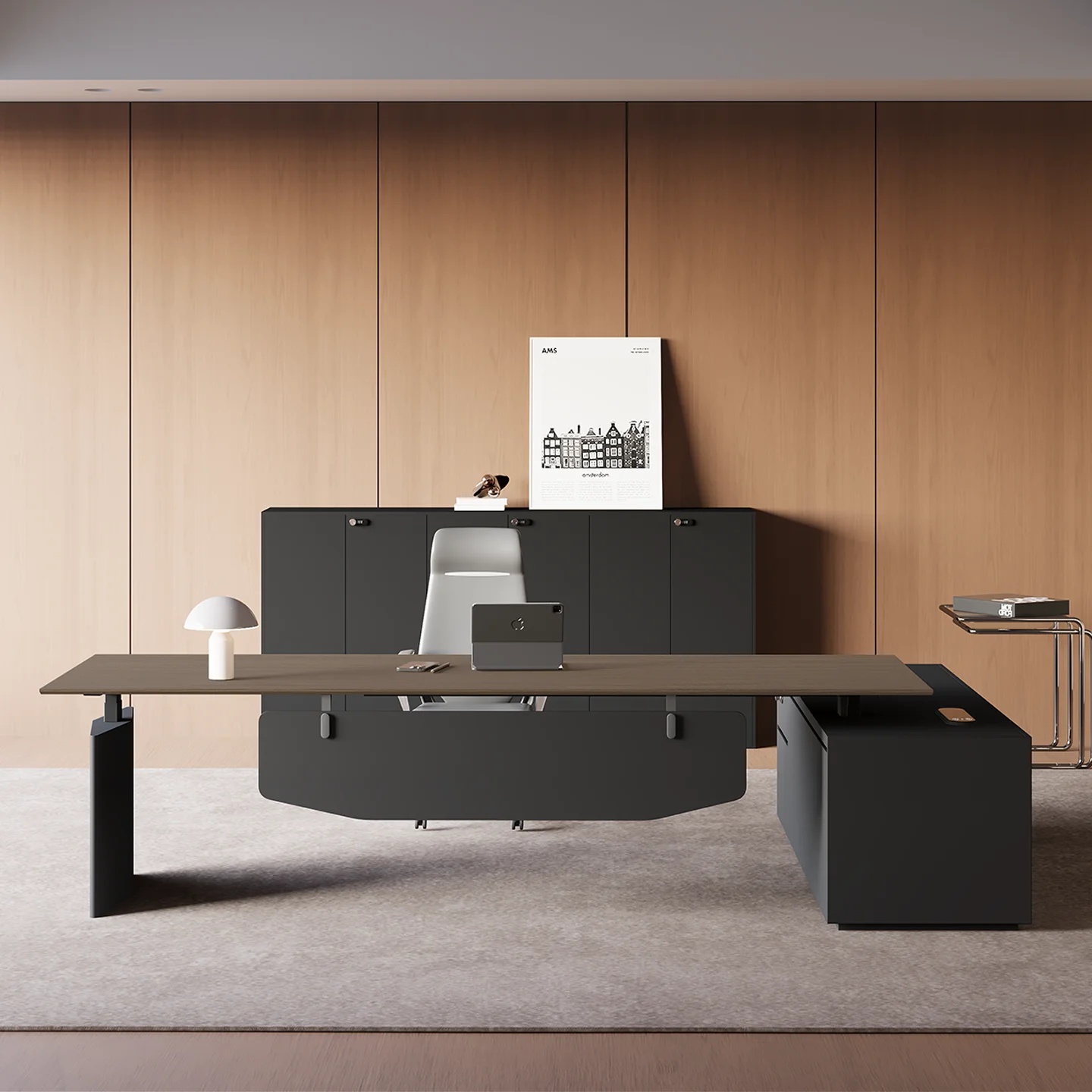 &Smart Electric Lifting Boss Table Light Material Long-shaped Simple Modern Office Desk Manager Table Chair