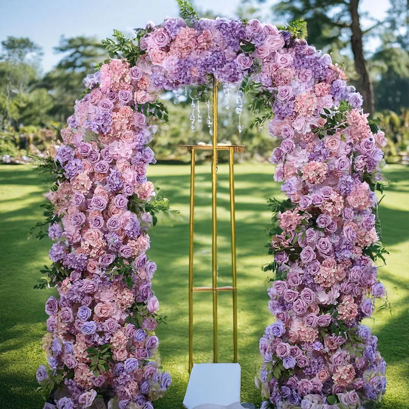 

Artificial Embroidered Ball Pollen Purple Horn Stand Floral Arrangement Wedding Stage Decoration Window Display Props