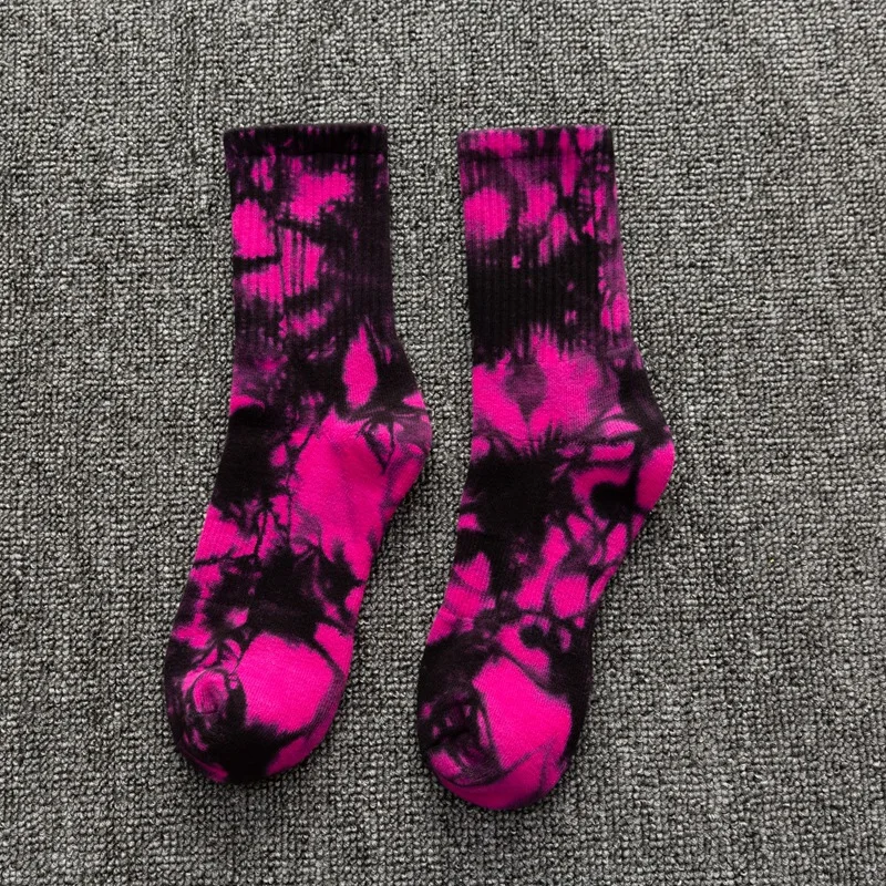 New Products for Autumn and Winter High Quality Thick Tie-dye Middle Tube Socks Towel Bottom Cotton Outdoor Sports Tie-dye Socks