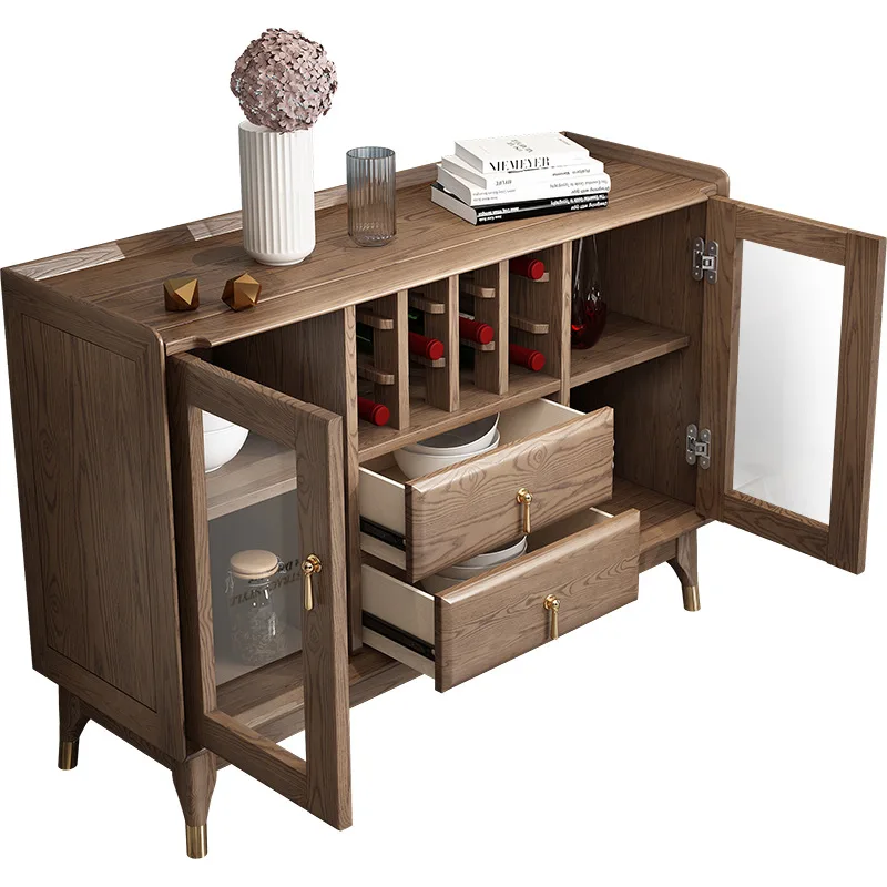 

Nordic all-solid wood dining side cabinet North American imported ash wood restaurant entrance simple modern tea cabinet storage
