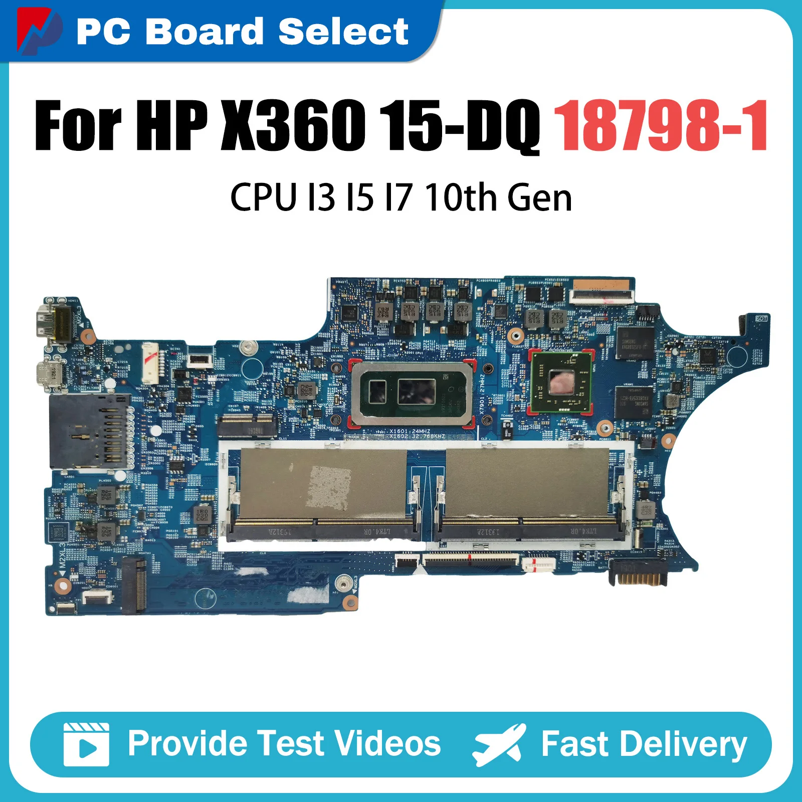 

Notebook Mainboard For HP X360 15-DQ L72029-001 L72027-601 L72028-601 Laptop Motherboard I3 I5 I7 10th Gen CPU 18798-1