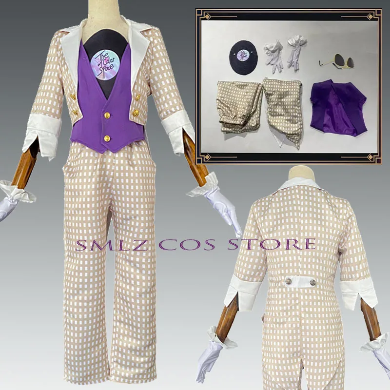 

Jose Baden Cosplay Game Identity V Costume Pirate Radio First Costume Grid Uniform Suit Halloween Party Outfit for Man