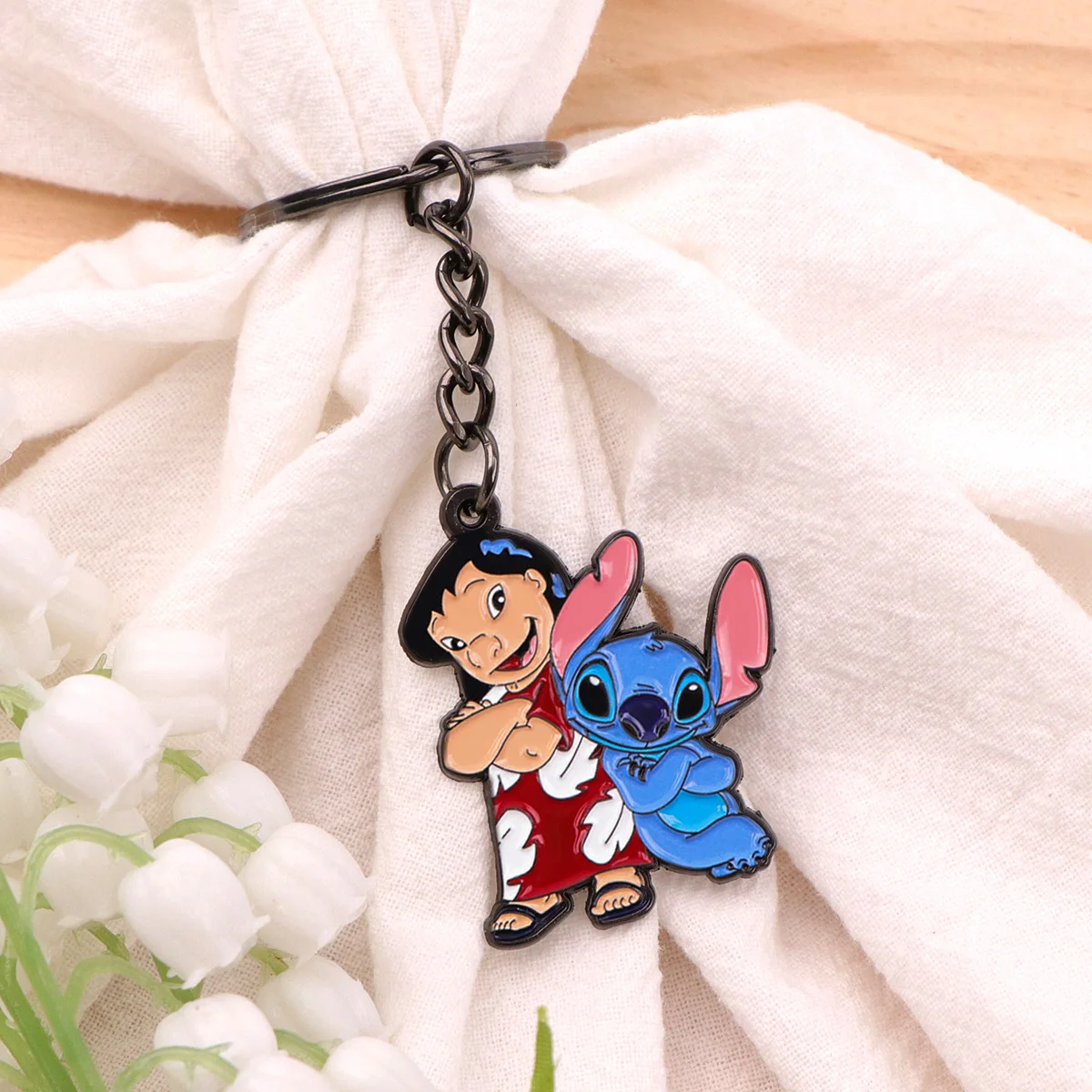 

Stitch Metal Keychain Cute Blue Monster Motorcycle Cars Key Chain Backpack Pendant Men Women Accessories Fashion Keyring Gifts