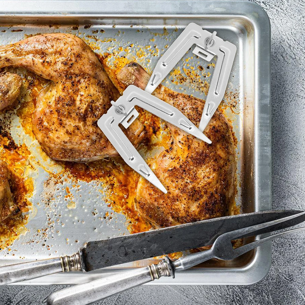 

4Pcs Air Fryer Rotisserie Forks Stainless Steel Roast Chicken Meat Grilling Skewers Bbq Kitchen Accessories Replacement Parts