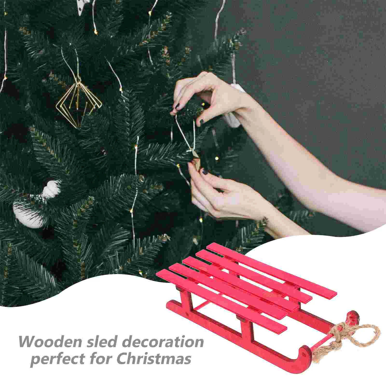 Christmas Sleigh Decoration Exquisite Wooden Sled Festive Tree Hanging nament Creative Design Home Office Party Mall