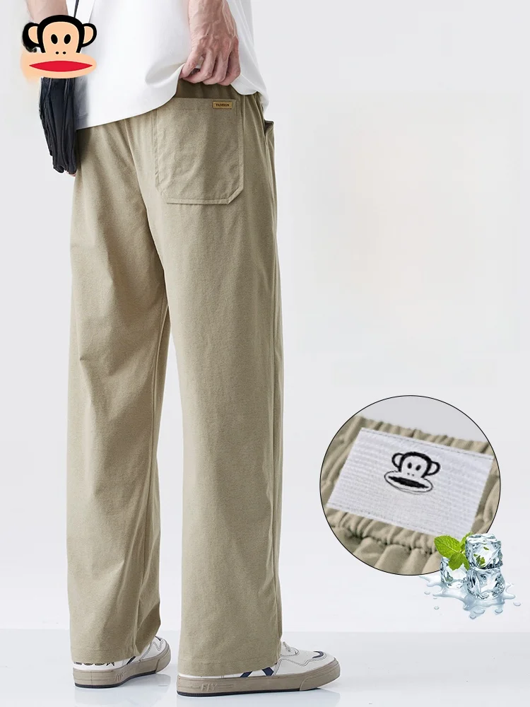 

Мужские повседневные брюки PaulFrank из хлопка и льна, весенние, легкие, дышащие, свободные, струящиеся, спортивные, прямого кроя, без эластана