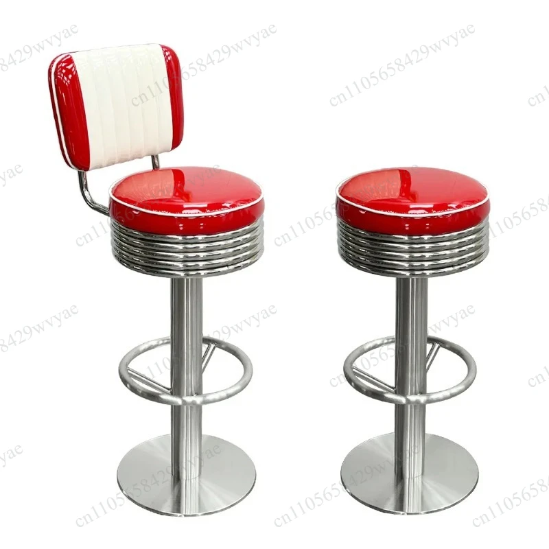 High Quality Simple Stool, American‑Style Stainless Steel Bar Chair for Home Salon General Use