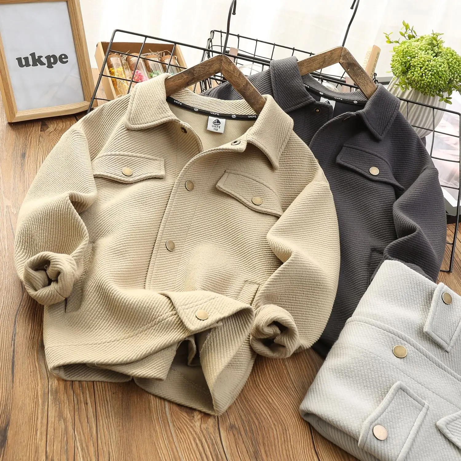 

Children's Clothing Turn-down Collar Coat Spring New 2023 Twill Single-Breasted Top Medium and Big Children All-Match Fashion