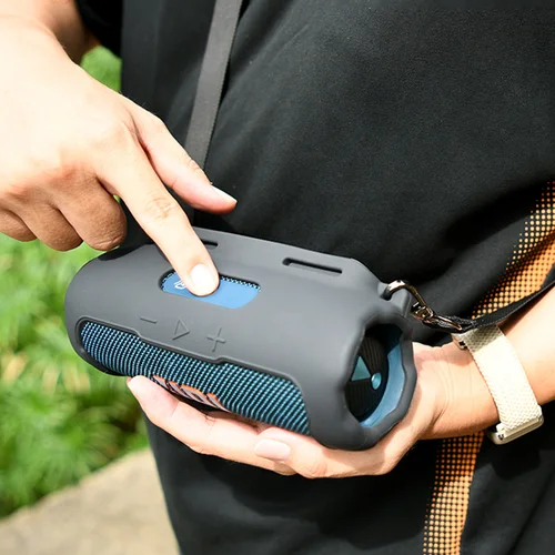 Imagen 2 del producto Funda de silicona para JBL Flip 7, con correa para el hombro, correa de montaje para altavoz de bicicleta, accesorios para Altavoz Bluetooth inalámbrico portátil