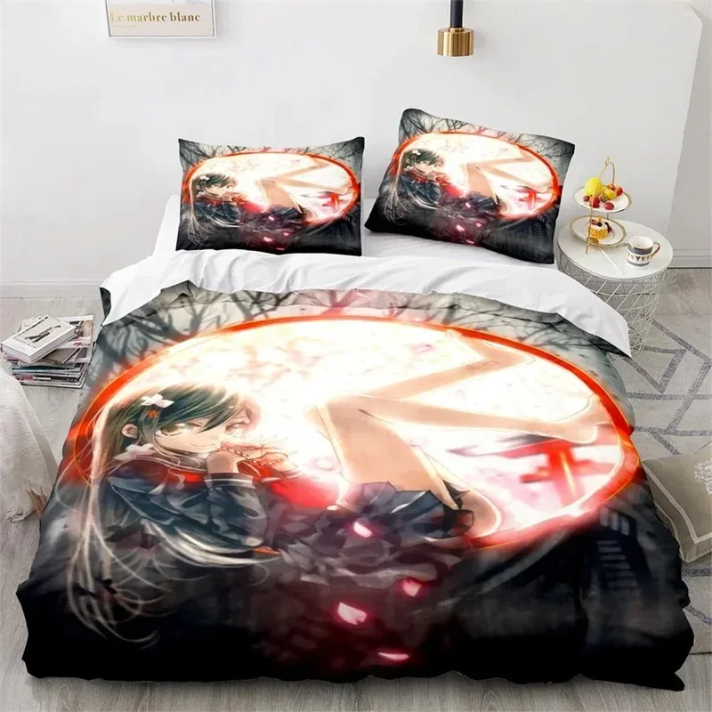 3D Print Kawaii Girl Bedding Set,Duvet Cover Comforter Bed Set Quilt Cover Pillowcase,King Queen Twin Size Boys Girls Adultse