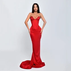 Thinyfull 2025 Red Mermaid Prom Evening Dresses Saudi Arabia Sweetheart Party Dress Formal Night Cocktail Prom Gowns Custom Size