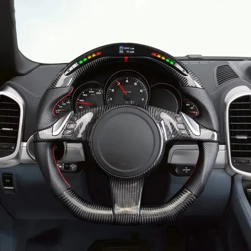 LED RPM Car Steering Wheel Custom Compatible With 2009 to 2015 Carbon Fiber Steering Wheel
