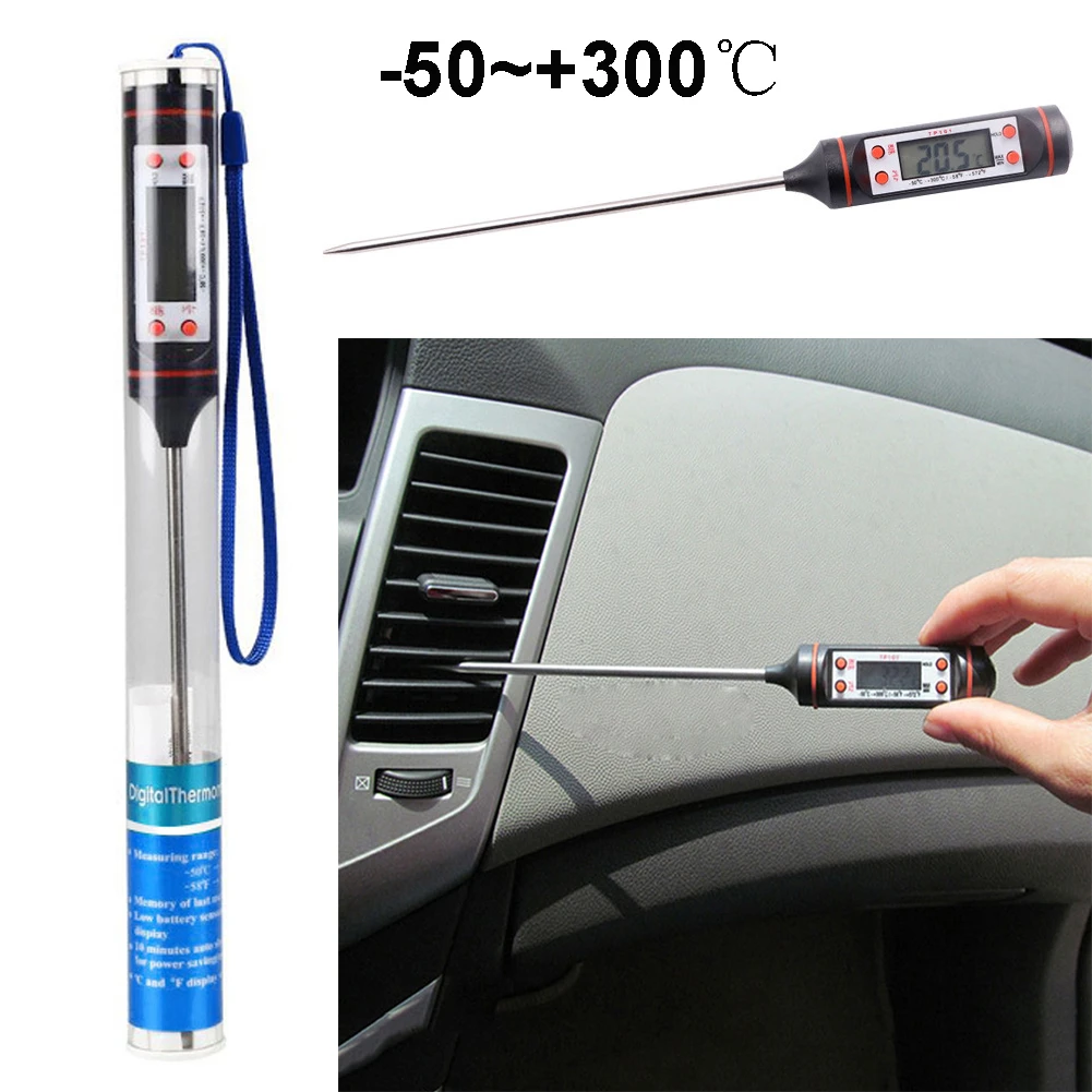 Car Air Condition Outlet Needle Type LCD Digital Gauge Check Kitchen Thermometer Range Minus -50~+300 Degrees Thermometer Gauge