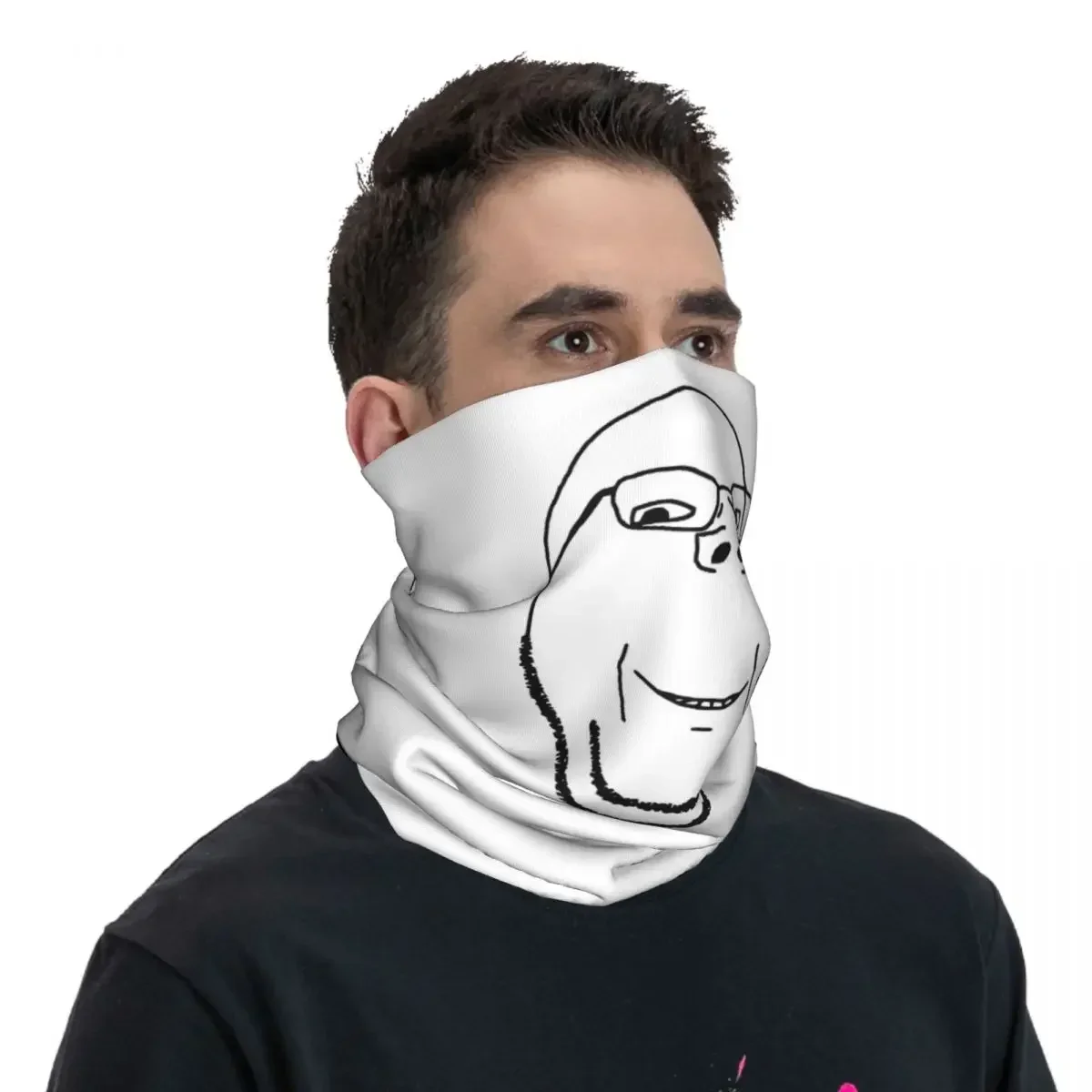 Smiling Wholesome Wojak Soyjak Bandana Neck Gaiter Printed Wrap Mask Scarf Multi-use Cycling Scarf Sports For Men Women Adult