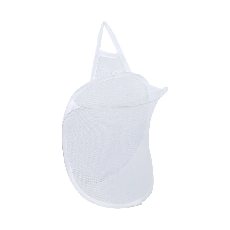 Mesh Collapsible Small Wall Laundry Baskets, Hanging Laundry Hamper, For Hotel, University Dormitory Use White Easy To Use