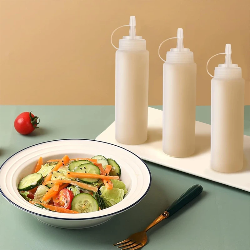 1PCS Condiment Squeeze Bottles Plastic Squeeze Squirt Bottle for Ketchup BBQ Sauce Olive Oil Bottle Kitchen Accessories