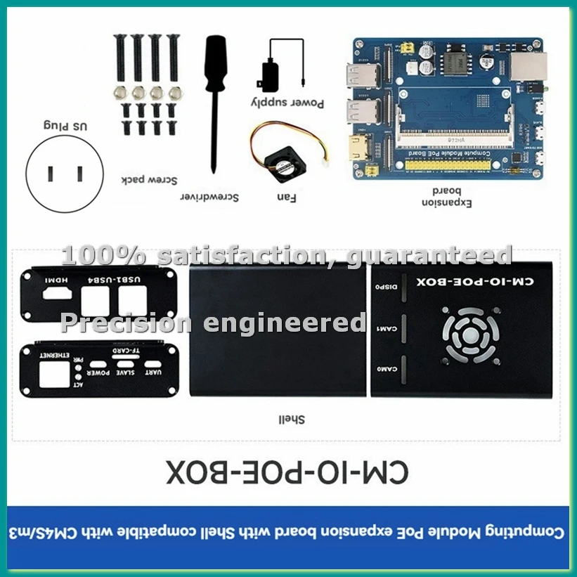 

Комплект: плата PoE + корпус + вентилятор для модулей CM4S, CM3, 3Lite, 3+, 3+Lite, плата расширения для вычислительных модулей, вилка стандарта США - TCES