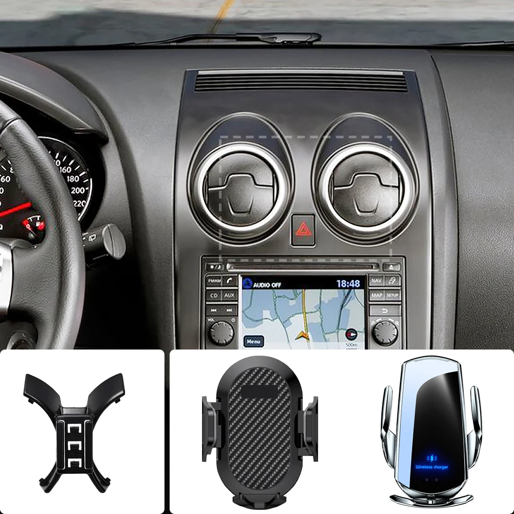 Uchwyt samochodowy na telefon do Nissan Qashqai j10 2013 2012 2011 2010 2009 2008, specjalna podstawa mocująca z bezprzewodowym ładowaniem.