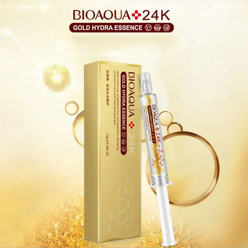 BIOAQUA Brand 24K Gold Hyaluronic Acid Liquid Skin Care Moisturizing Anti Wrinkle Anti Aging Collagen Essence Cream 10ml