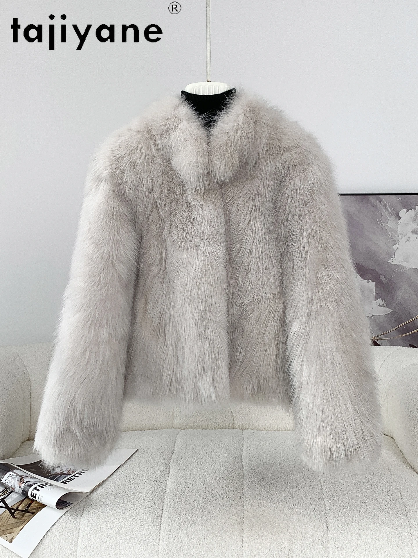 TAJIYANE 100 % natürlicher Fuchspelzmantel für Damen, hochwertige Echtpelzjacken, warme Damen-Oberbekleidung, Winter-Frau-Kleidung, 2025, Beij