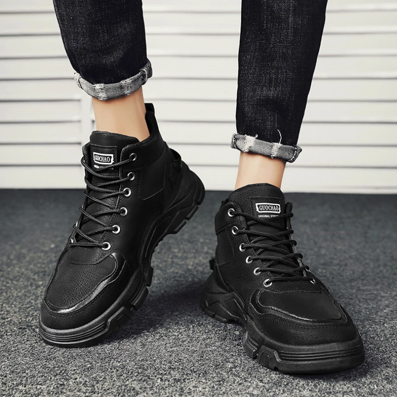 Men's Boots Winter Leather Casual Shoes 2025 Designer Luxury Ankle Boots Platform Work Safety Shoe Sneakers New Men's Boot Botas