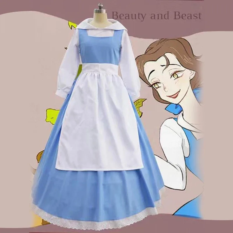 Sky02 Beauty and Beast Game Server Belle فستان الأميرة موضوع حفلة حسناء فستان خادمة cospla Y أداء زي 88Li #