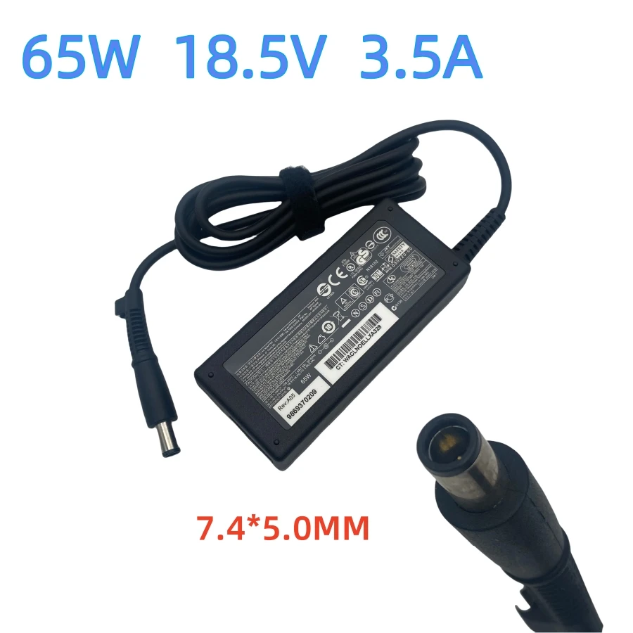 Carregador adaptador para laptop, 18.5v, 3,5a, 65w, 7.4*5,0mm, para hp elitebook 8540p 8440p 8540w 8740w 2530p compaq presario cq40 cq50 cq60