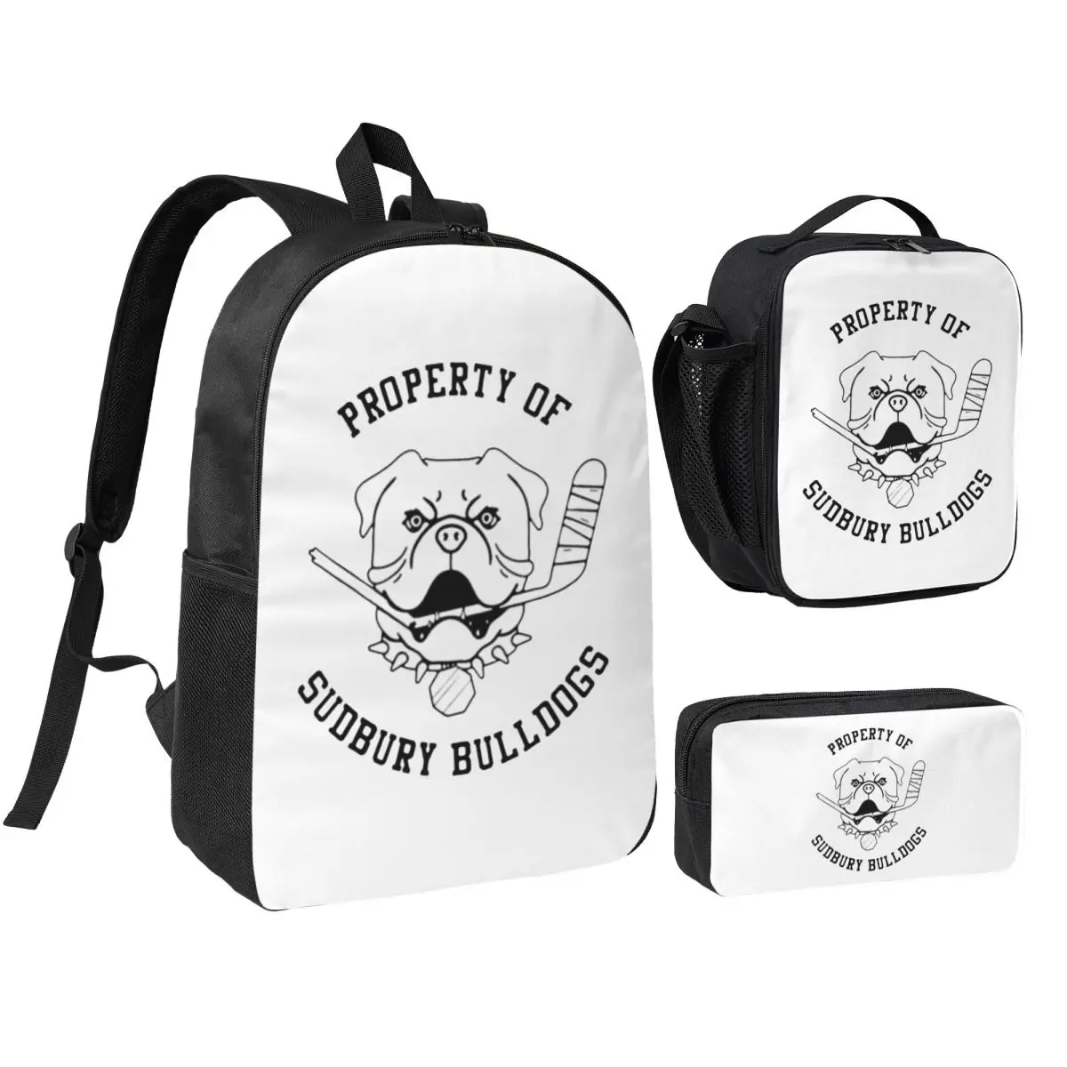 Property Of Sudbury Bulldogs Backpack Boys Girls BookBag School Bag Laptop Shoulder Bags 3ps Insulated Lunch Bag Pencil Case