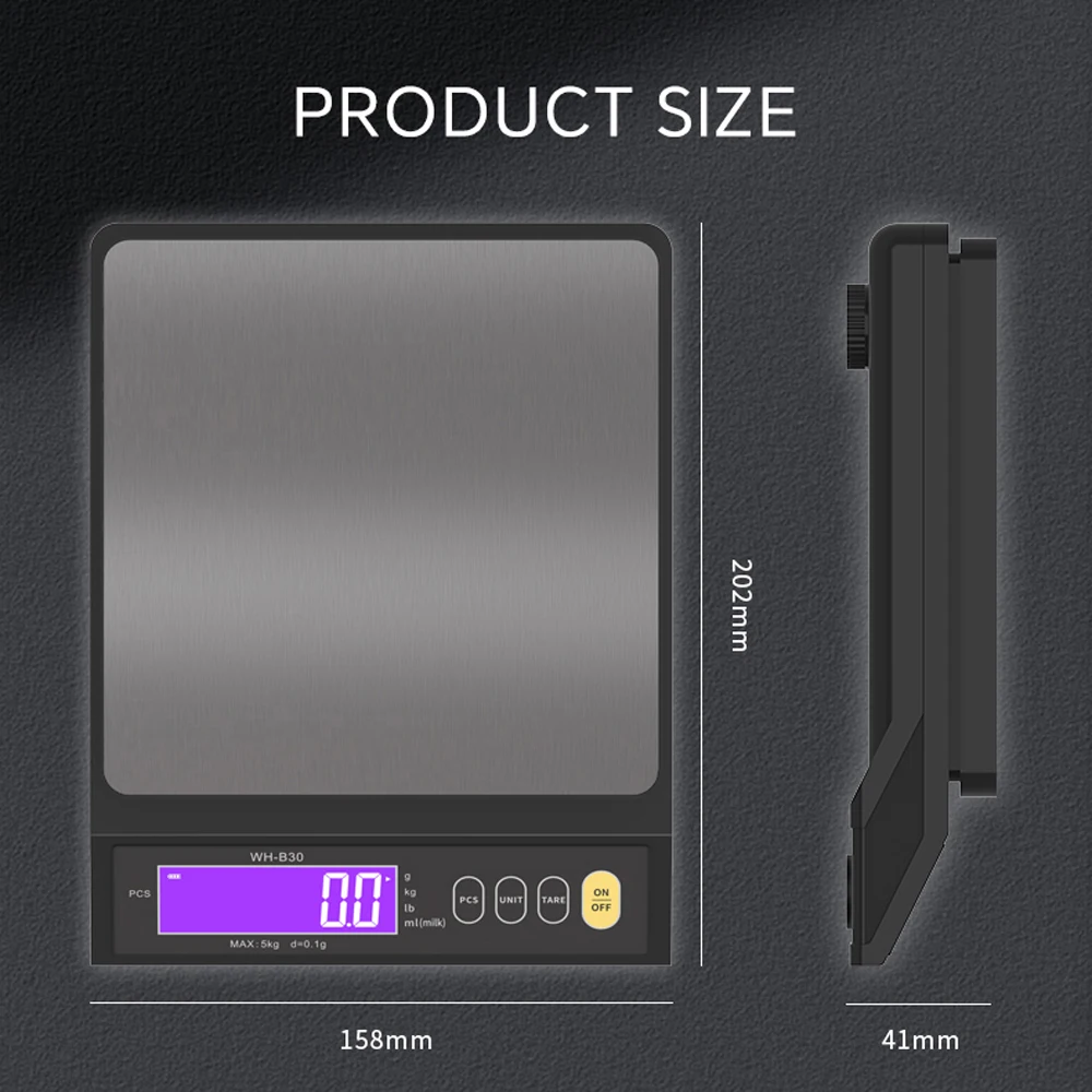 Rechargeable Baking Electric Scale IP67 High Accurate Kitchen Scale with Counting Tare Zeroing Auto Power Off Unit Conversion