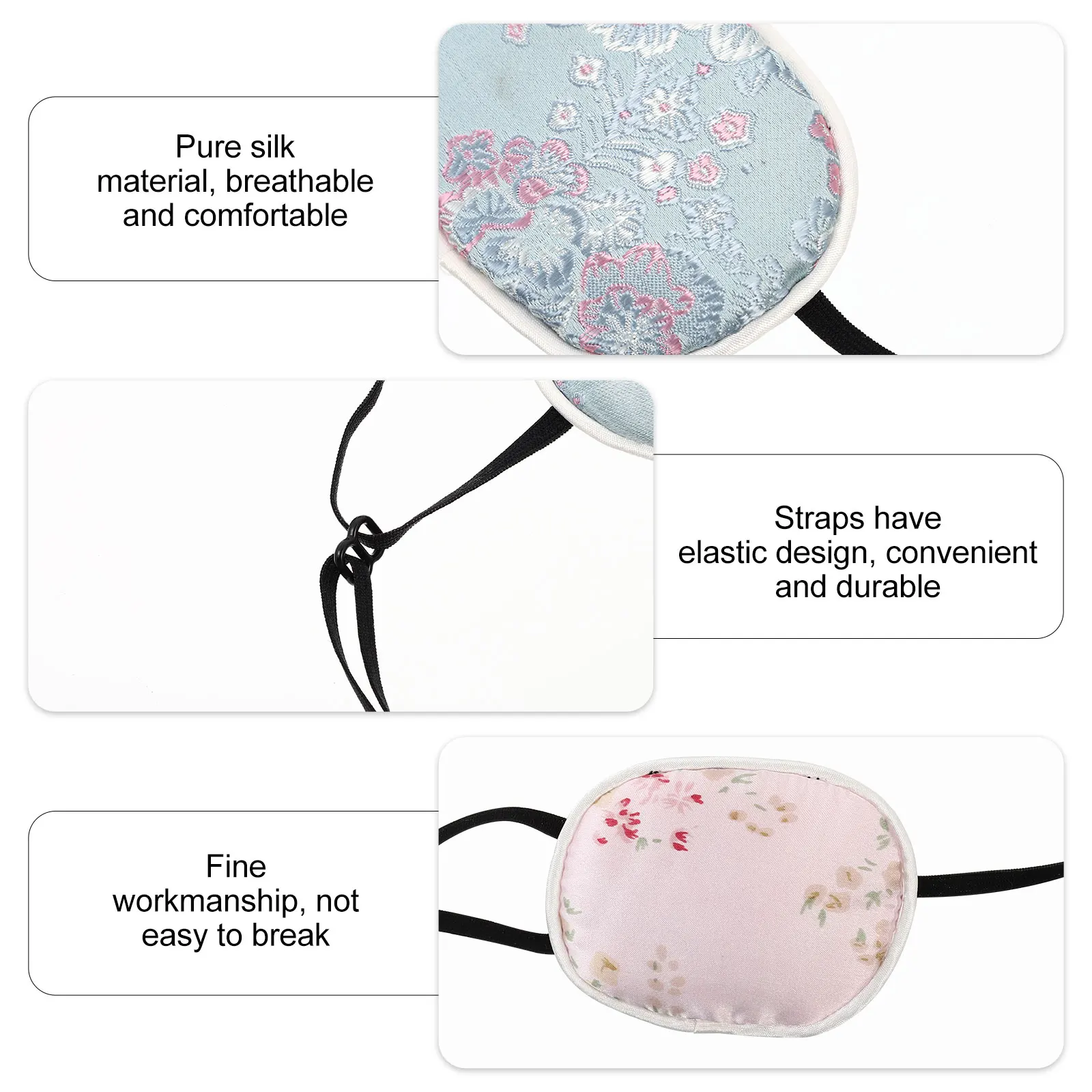 

2pcs Silk Patches Adjustable Amblyopia Strabismus Cover Comfortable One Eye Patch For s Breathable Light Blocking Reusable