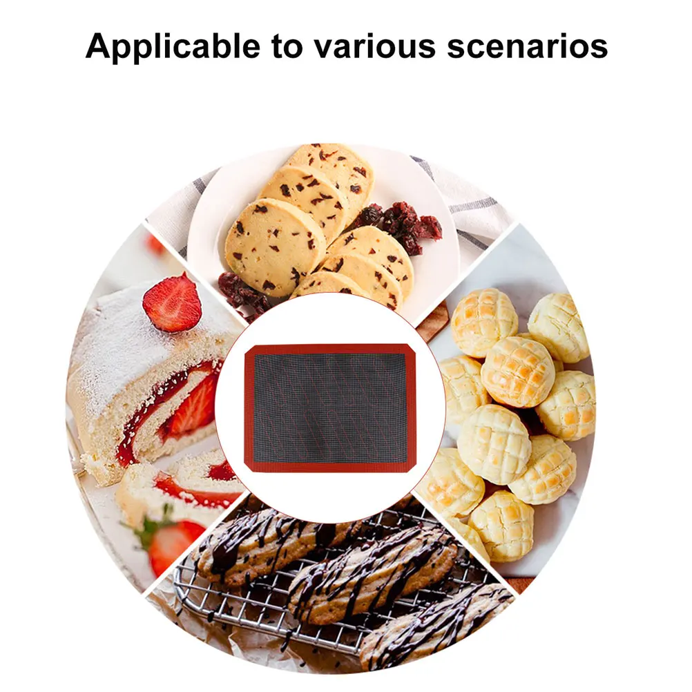 

Textured Silicone Baking Mat Heavy Duty Glass Fiber Oven Liner for Cookies Pizzas Bread No Curling Easy Storage Non-Stick