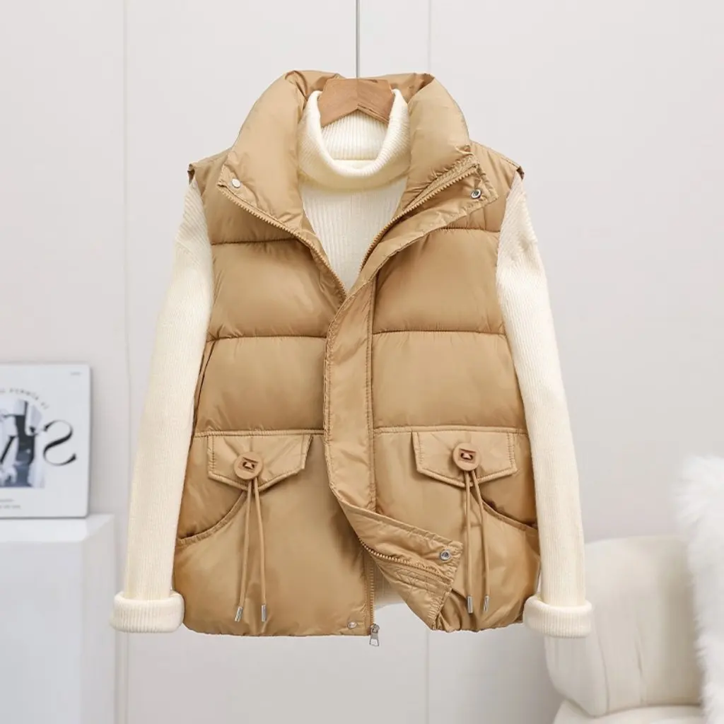 

Loose Short Women's Vest Jacket Autumn Winter Fashion European And American Style Down Cotton Coat In Stock
