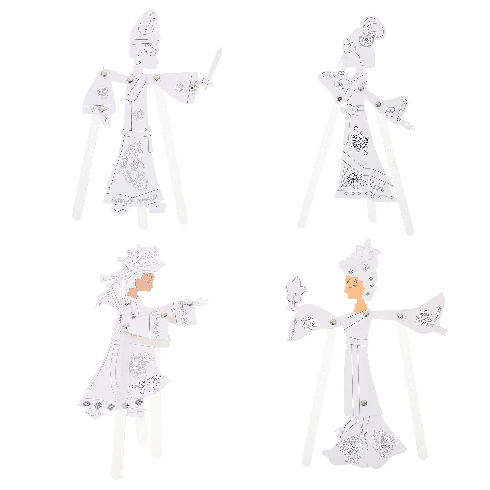 4 Sets Diy Chinese Shadow Kit Colored Handmade Kids Assembly Craft Set Performance Prop Educational Supply Children