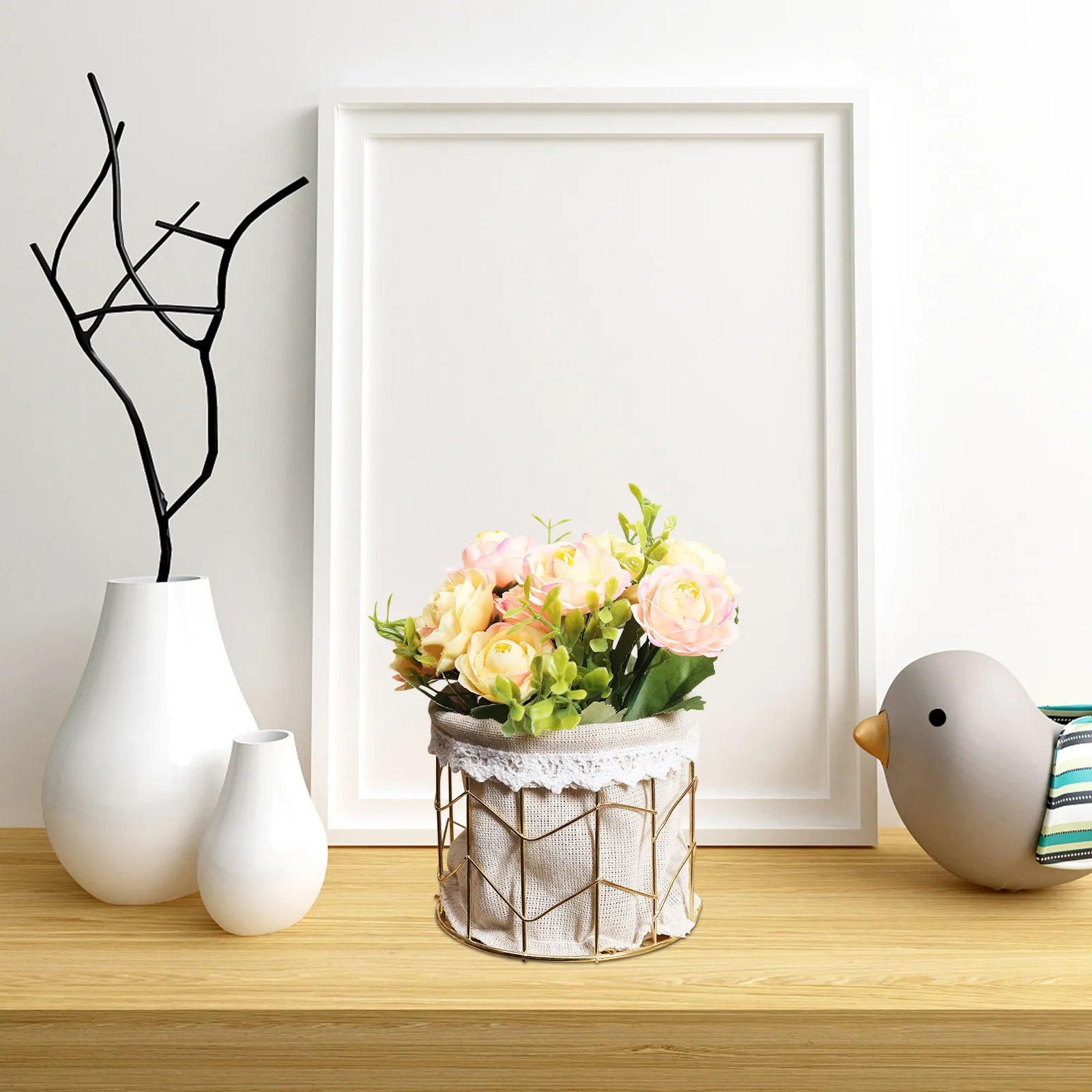 

1Pcs Stylish Pen Holder Flower Pot Storage Basket for Office Home Decoration Iron Art Craft Multifunctional Flower Arrangement