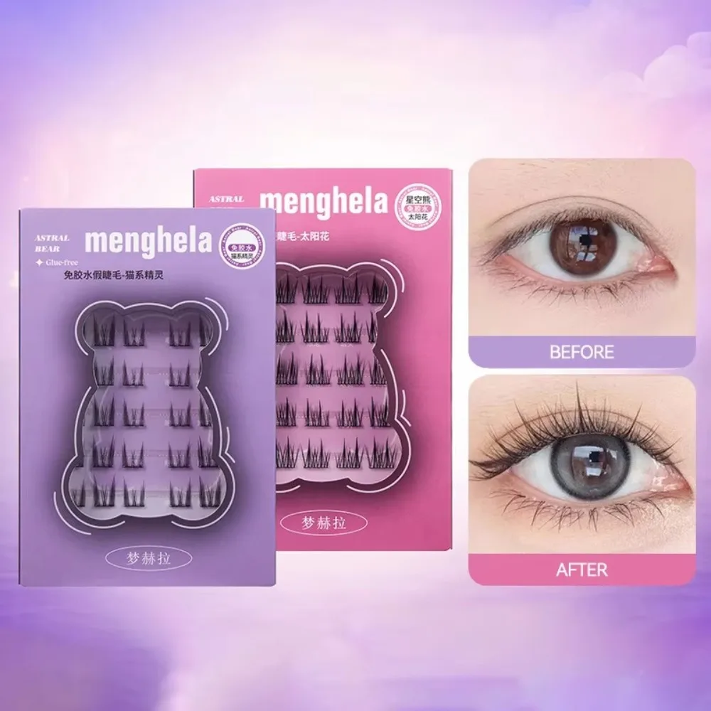 High Quality Fairy Glue-free False Eyelashes Segmented Thin Stems Self Adhesive Eyelashes Reusable Reboundable Cluster Lashes