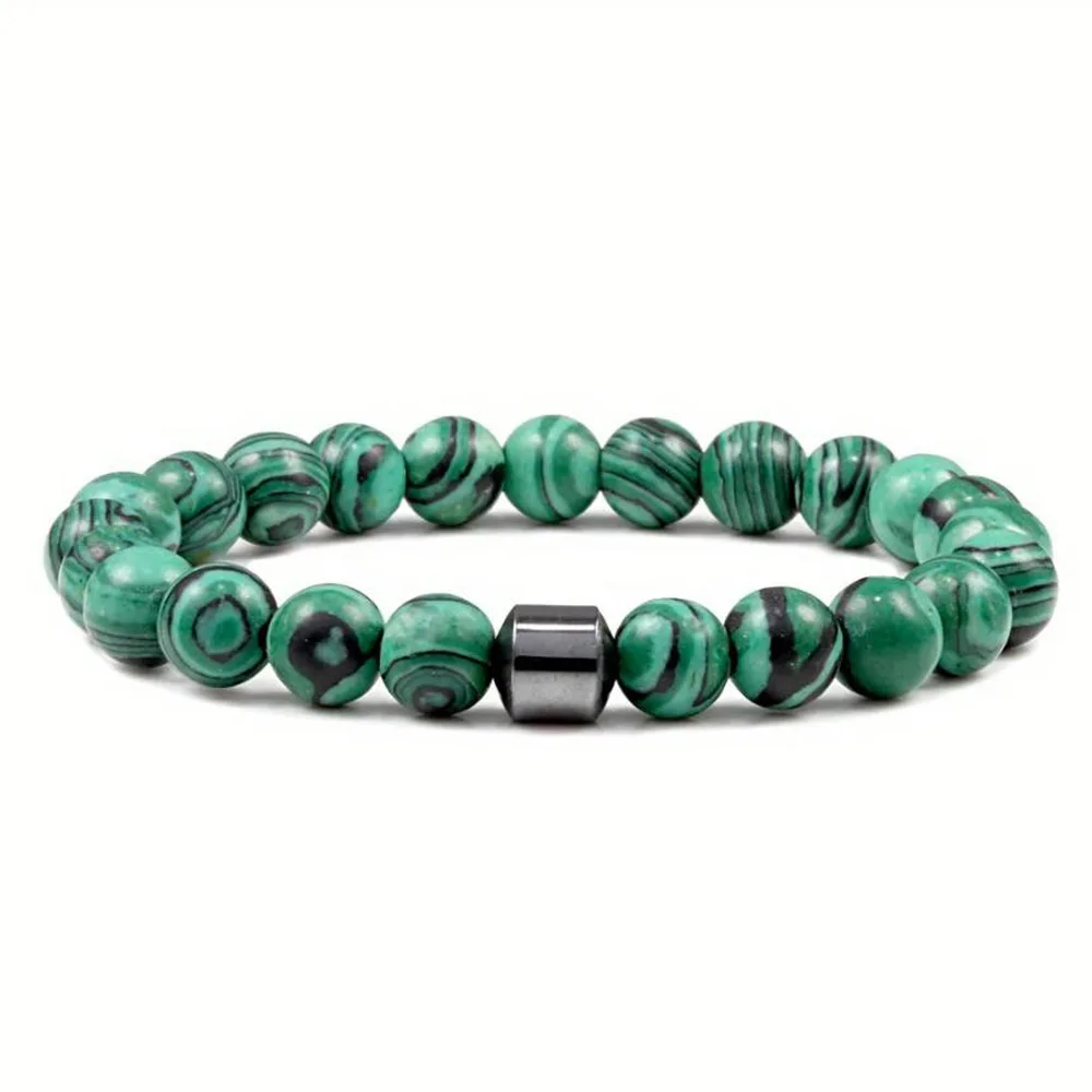 Herrenarmbänder verjüngt Ihren Geist mit einem magnetischen Tigerauge-Lava-Karte, schimmerndem Malachit-Stein-Armband für Männer und Frauen – Detail 7