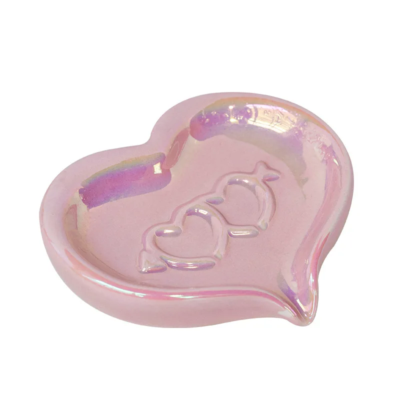 Ceramic Soap Dish Creative Heart-shaped Style Light Luxury Waterproof Bathroom Accessories Kitchen Drain Rack Home Decoration