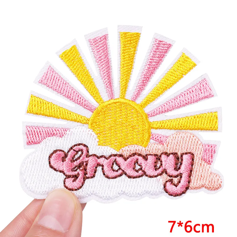 Cartoon/Rainbow Patch Butterfly Bear Embroidery Patch Iron On Patches For Clothing thermoadhesive Patches On Clothes Jacket DIY