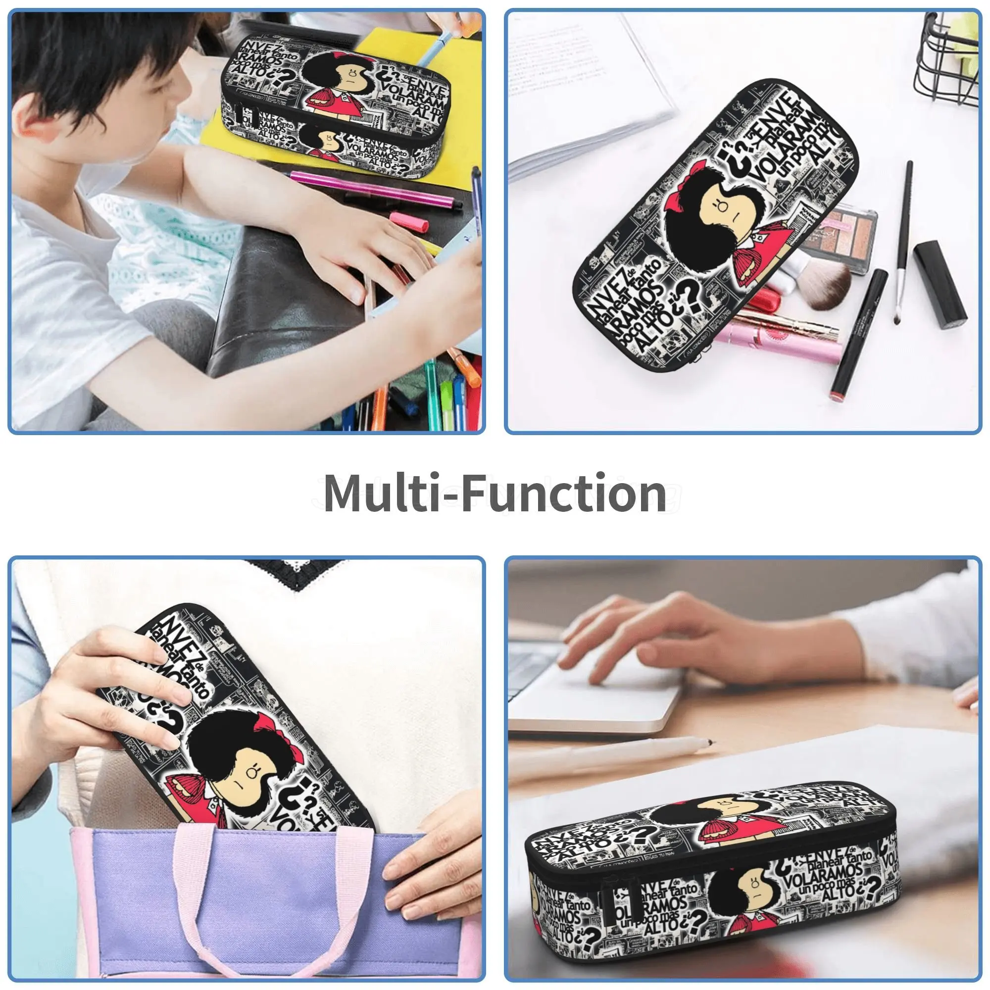 Mafalda Classic Fashion Pencil Bag borsa per cancelleria di grande capacità borsa per il lavaggio borsa per matite per studenti delle scuole medie