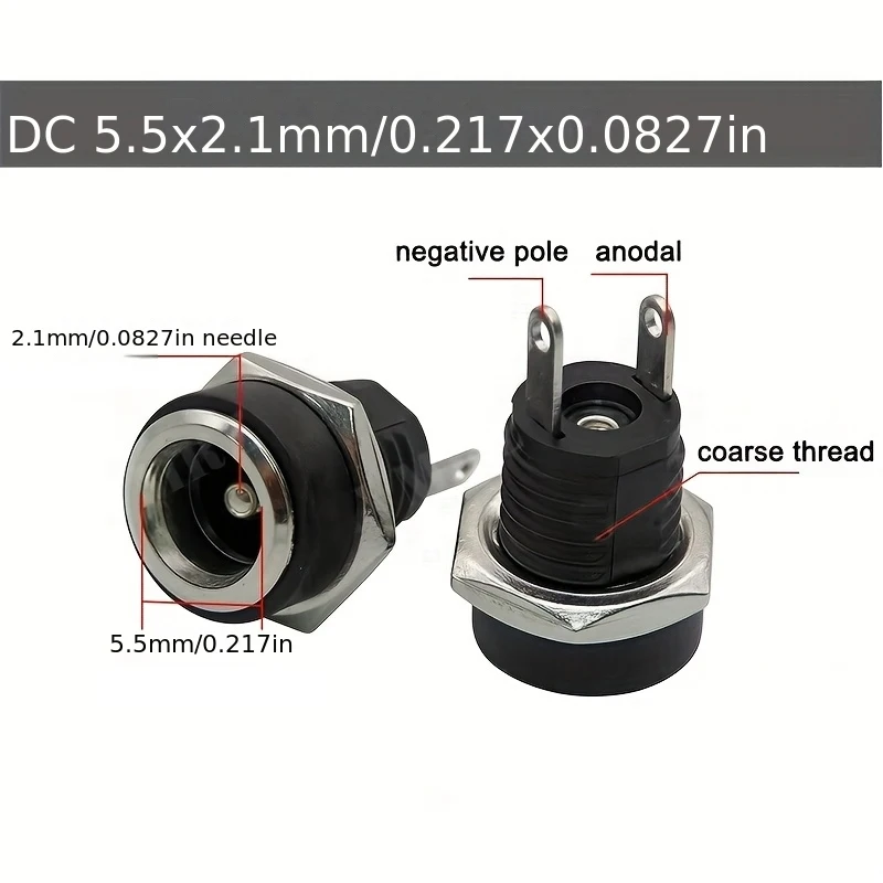 10Pcs(5 Pairs)5.5x2.1mm 3.5x1.3mm DC Connectors Male Female Jack Socket Nut Panel Mount DC Power Adapter