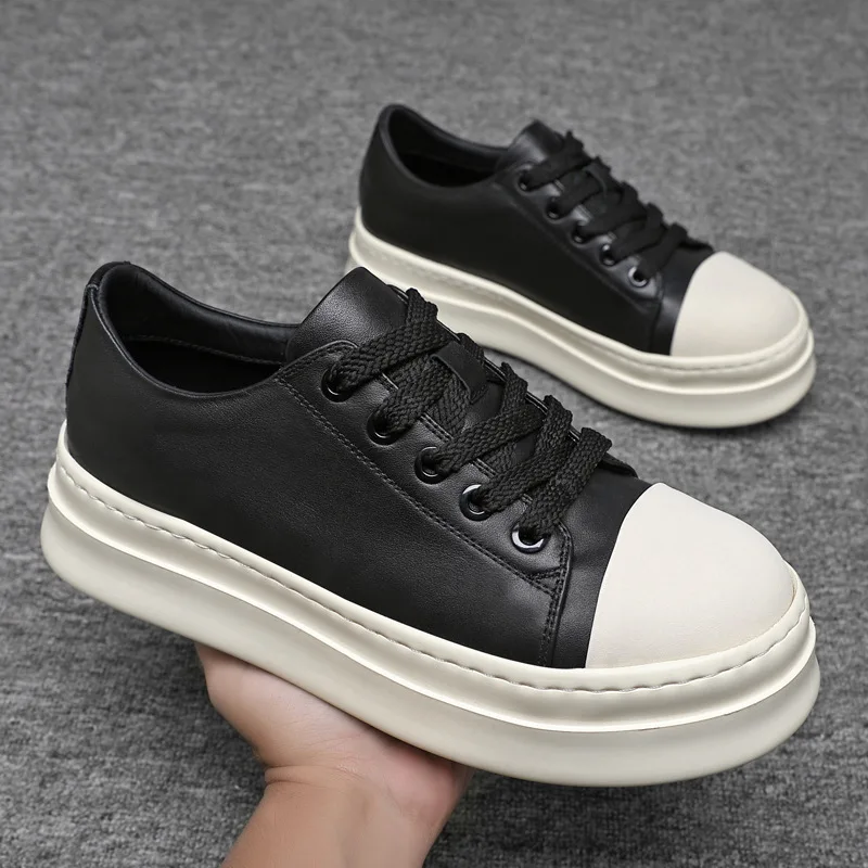 

Men's shoes 2026 Spring and Autumn top layer cowhide derby shoes sponge board shoes high street trendy shoes
