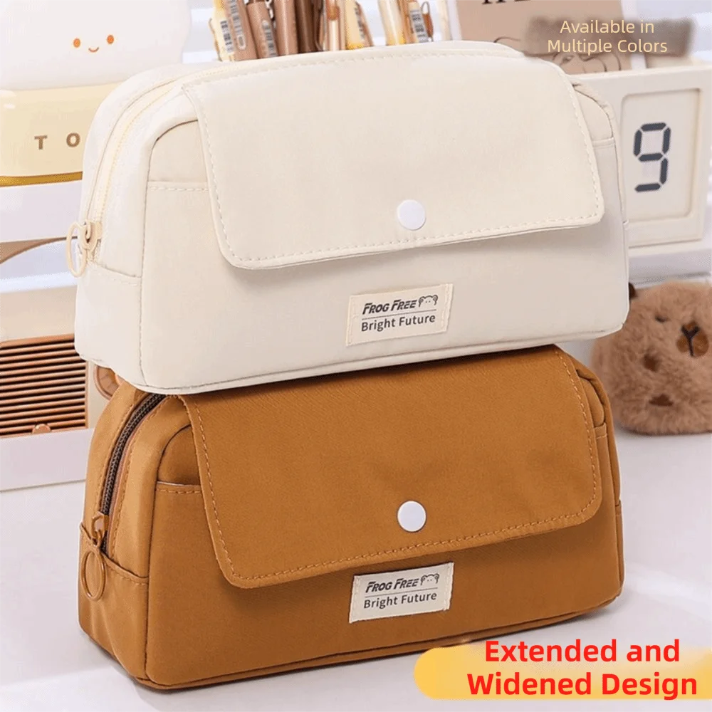 Large Capacity Pencil Case Cute Cartoon Solid Color Stationery Bag Korean Fashion New Design Multifunctional Pencil Case